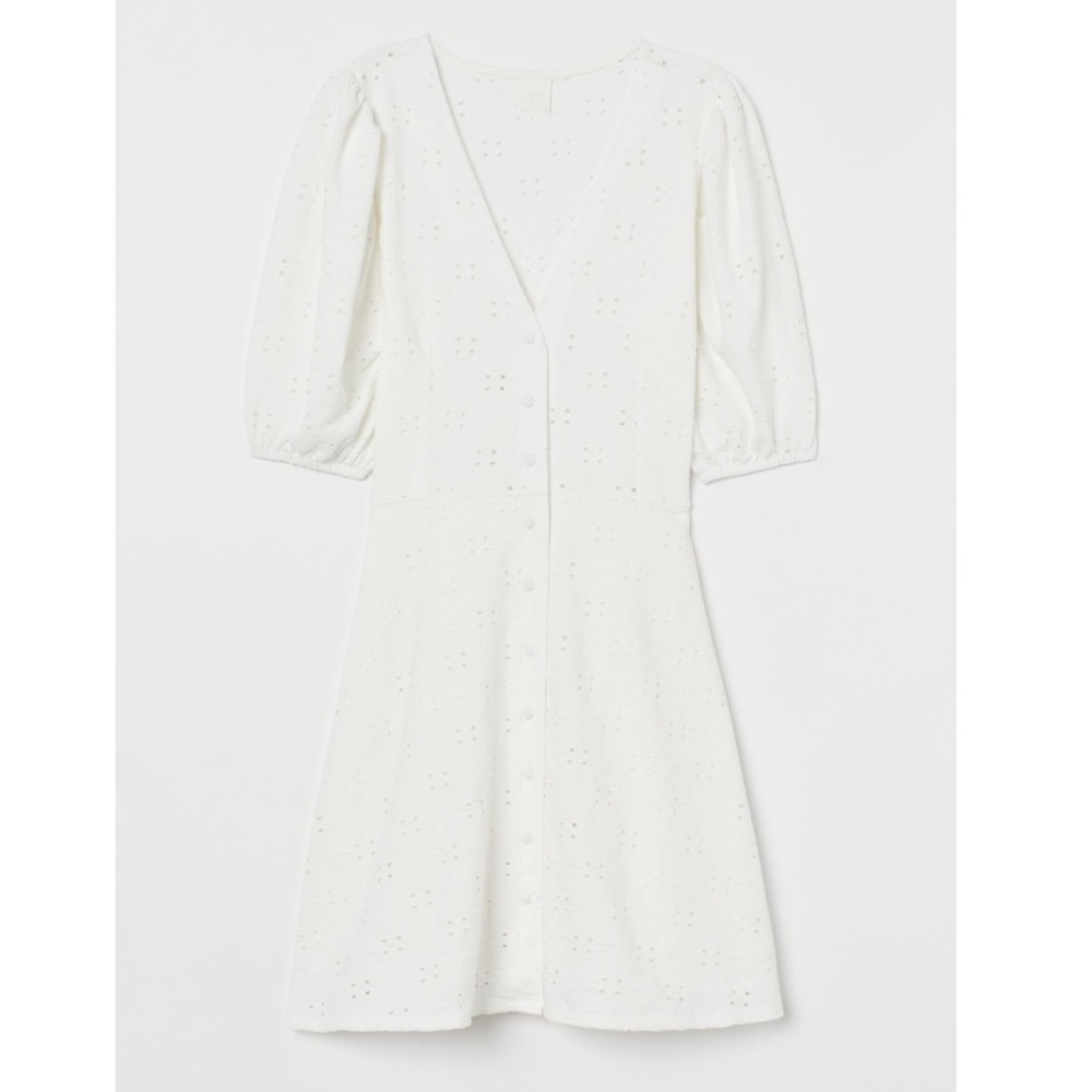H&M Puff Sleeve Eyelet Dress